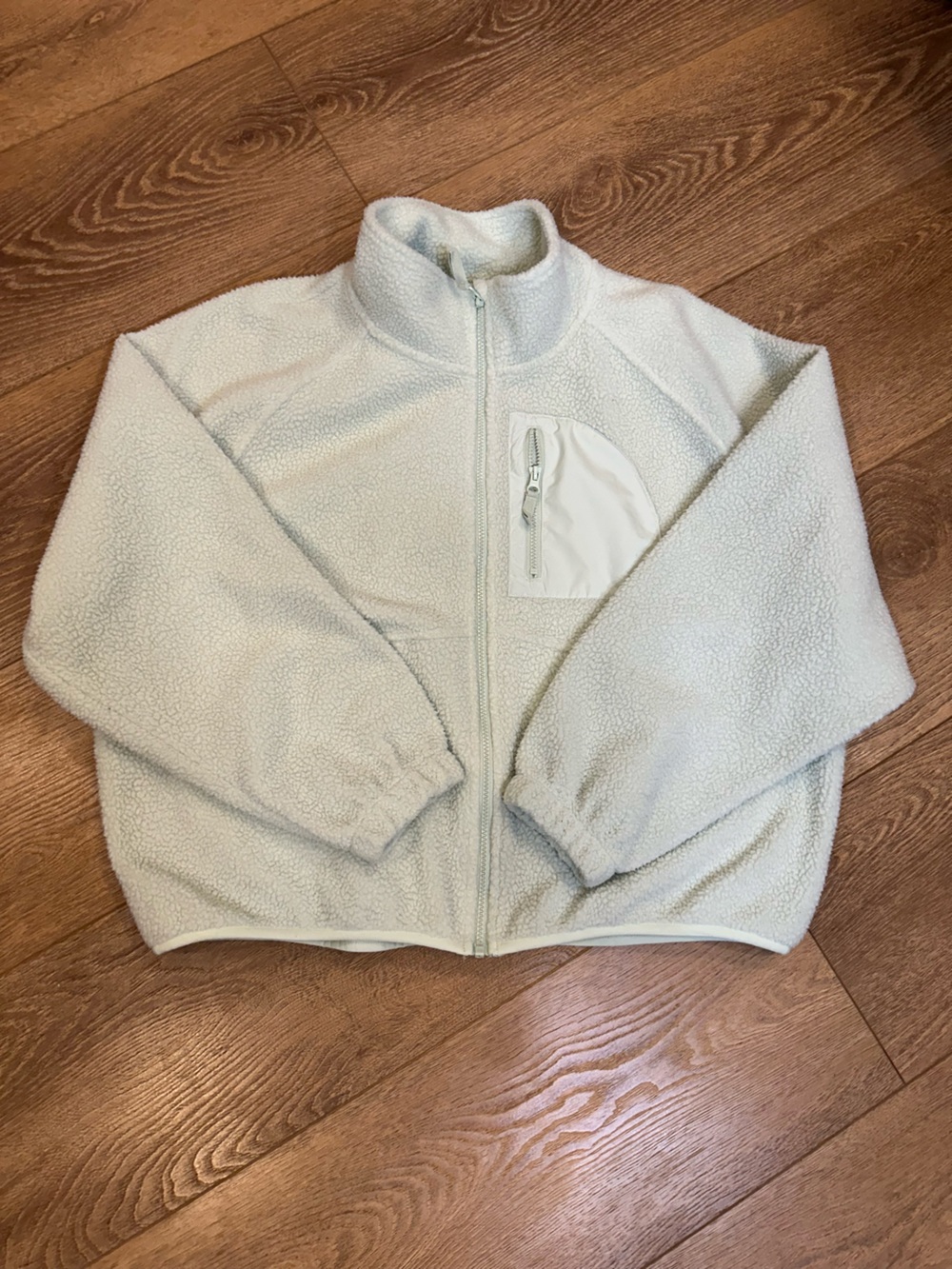 Mondetta mint green stand collar full zip Sherpa light weight jacket